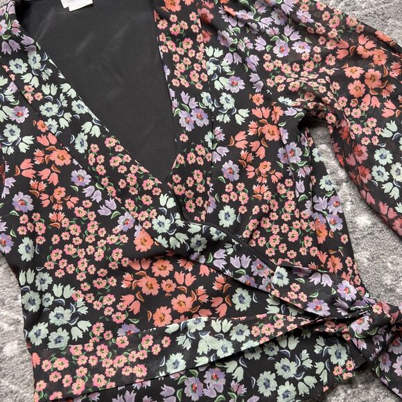 Lovers + Friends Mikayla Floral Wrap Top Blouse Long Sleeve Womens Size Small - Picture 6 of 11